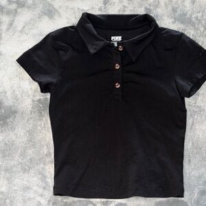 PINK Victoria's Secret Black Polo Baby Tee size XS